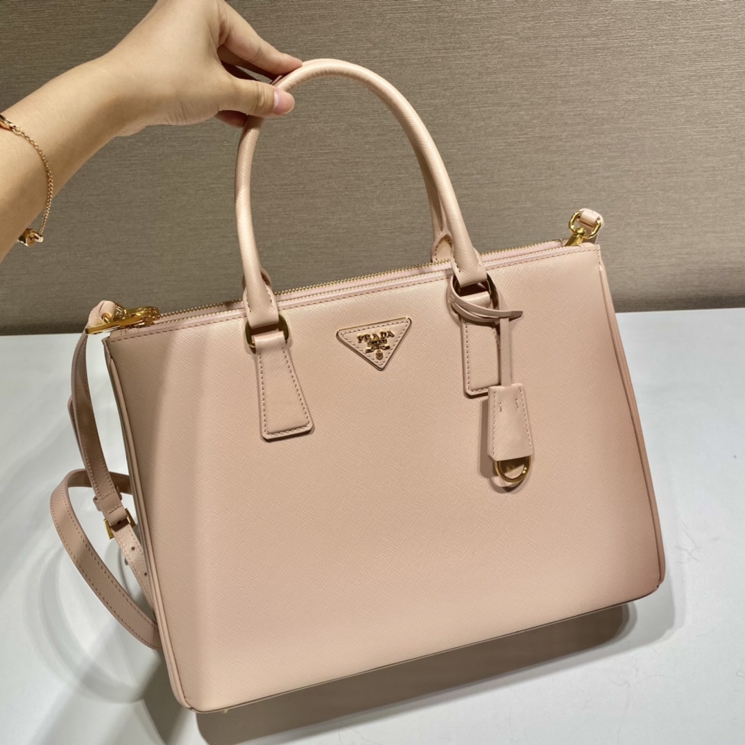 Prada Large Galleria Saffiano Leather Bag Tote Shoulder Bag Powder Pink 1BA274